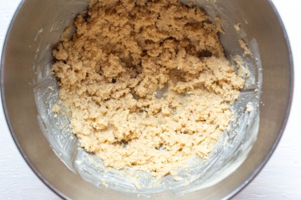 making dough for s'mores cookie dough in a mixing bowl