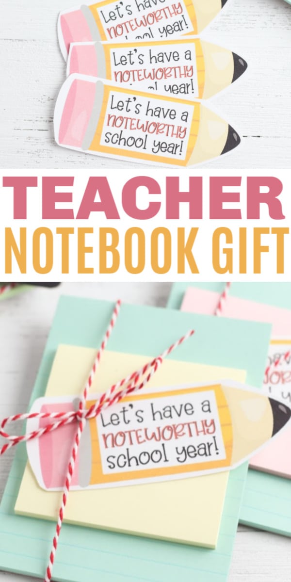 A fun teacher notebook gift with a free printable is a great way to start the school year. Have a noteworthy school year with a useful gift. #teachergift #printable #teachergiftidea via @wondermomwannab