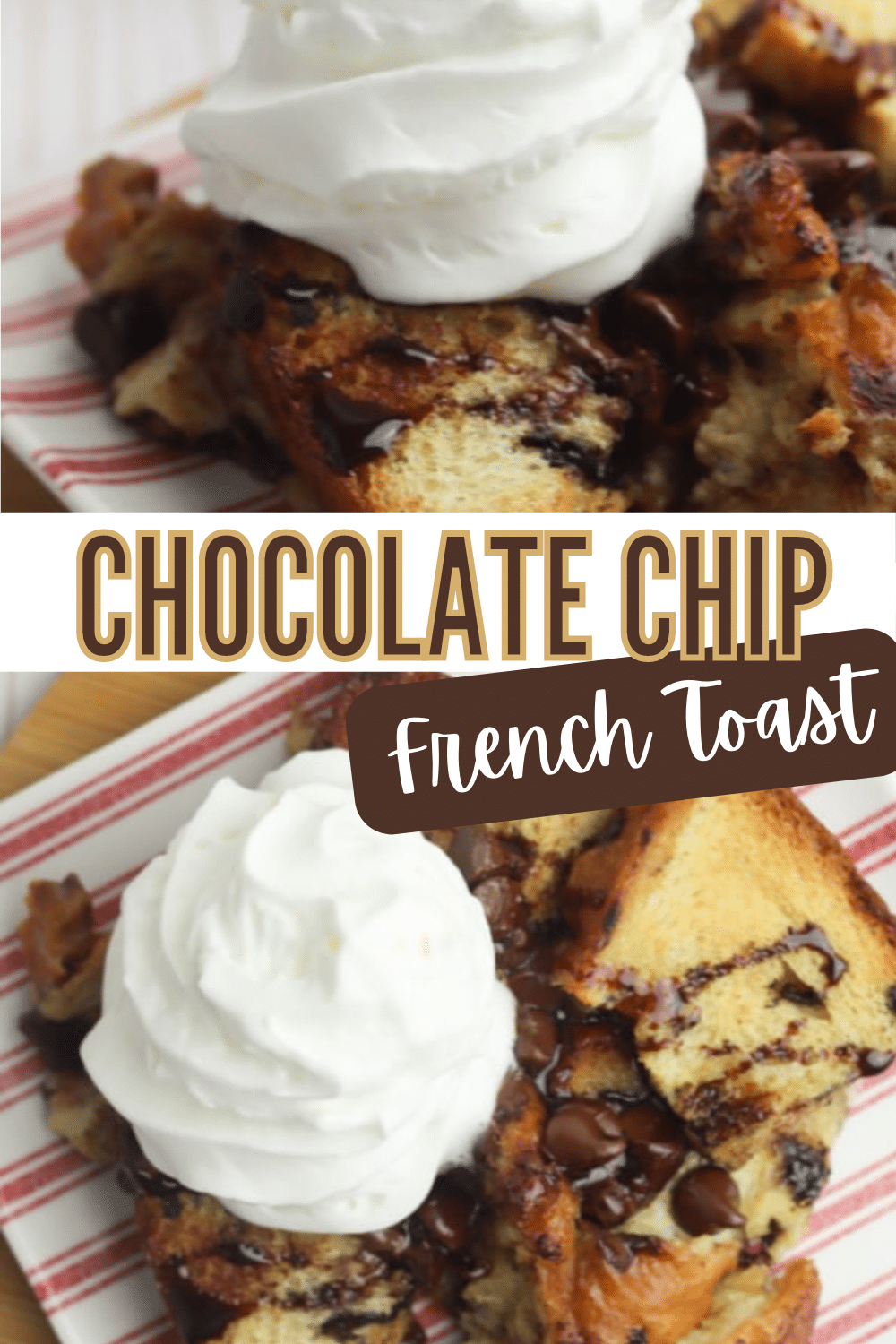 Chocolate Chip French Toast makes a special breakfast or brunch dish the whole family will love. Easy to make and packed with chocolate chips. #frenchtoast #bakedfrenchtoast #breakfast via @wondermomwannab