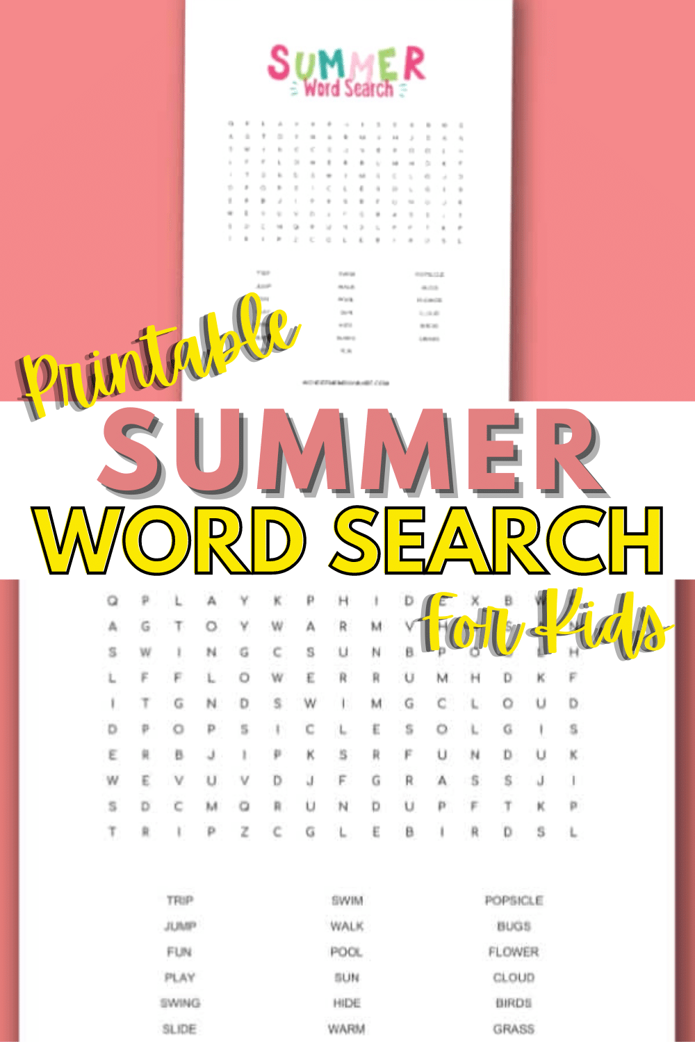 This printable summer word search for kids is summer-themed, fun and educational. A great activity for kids to keep them busy on a hot summer day. #wordsearch #printables #activitiesforkids #summer via @wondermomwannab