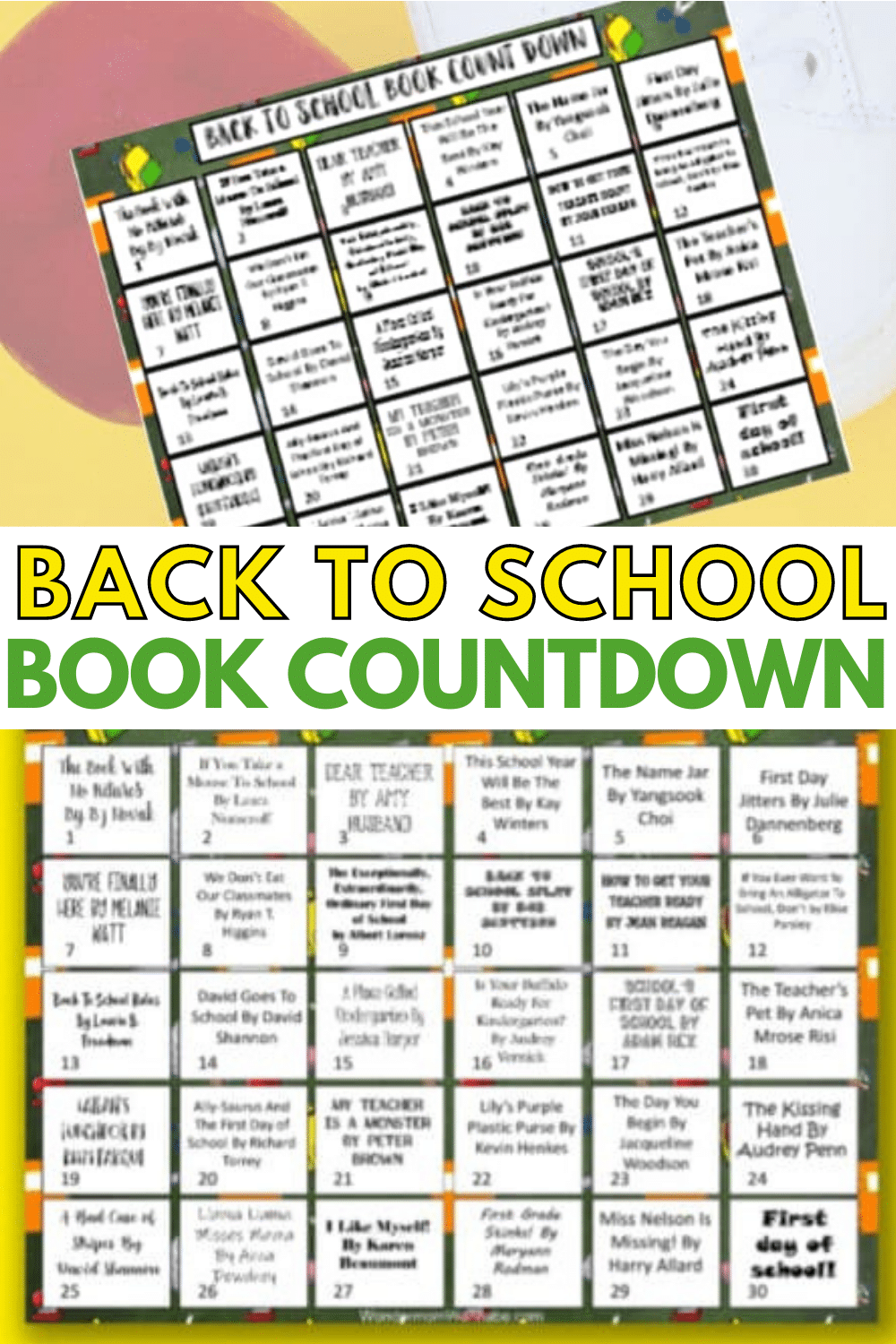 This printable back to school book countdown calendar is perfect for children starting kindergarten. Reading books about school will make them feel at ease. #reading #printables #backtoschool via @wondermomwannab