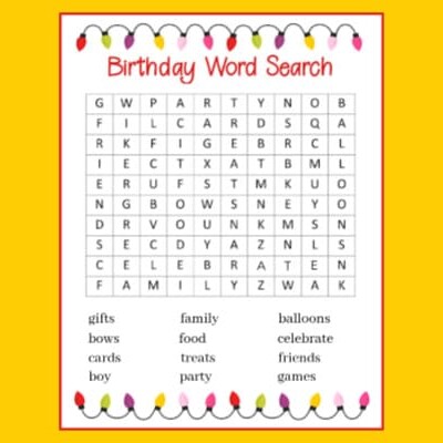 birthday word search
