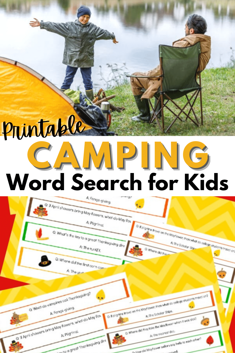 A printable camping word search for kids will get children in the camping mood. It will keep the kids occupied on the drive to your favorite campsite. #camping #printables #wordsearch via @wondermomwannab