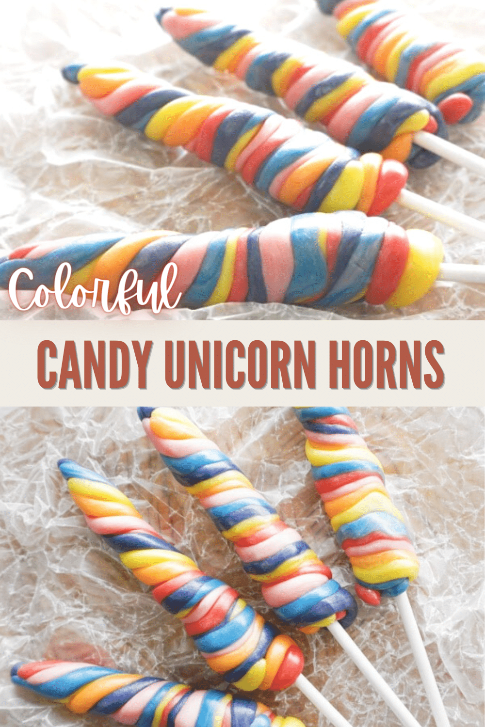 Learn how to make Candy Unicorn Horns with Starburst candy. This is a fun and easy dessert treat that is colorful and perfect for unicorn lovers. #unicorns #starburst #unicorntreats #candy via @wondermomwannab