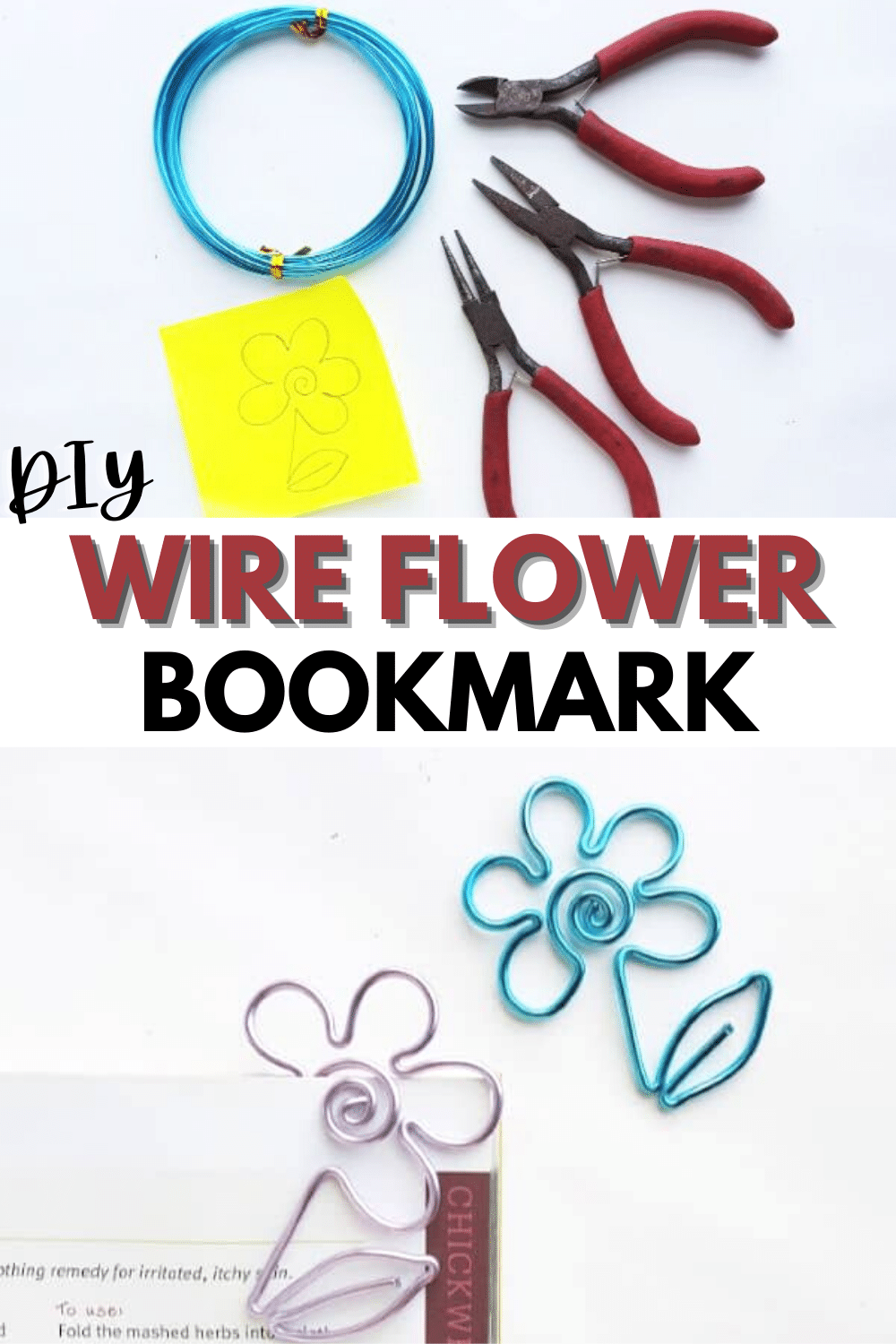 A DIY Wire Flower Bookmark is a quick craft project. These adorable wire flower bookmarks will hold your place when you read and make great gifts too! #bookmark #wirecrafts #bookaccessories via @wondermomwannab