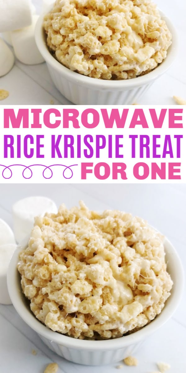 A microwave rice krispie treat for one is the perfect quick dessert with only 4 ingredients. This is so easy to make in a mug or ramekin. #ricekrispietreats #microwaverecipes #mugrecipe via @wondermomwannab