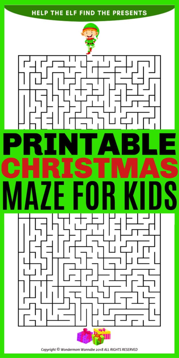 A printable Christmas maze for kids is a fun indoor activity for restless kids who are excited about the holidays. This is perfect for class parties! #printables #christmasactivities #maze via @wondermomwannab