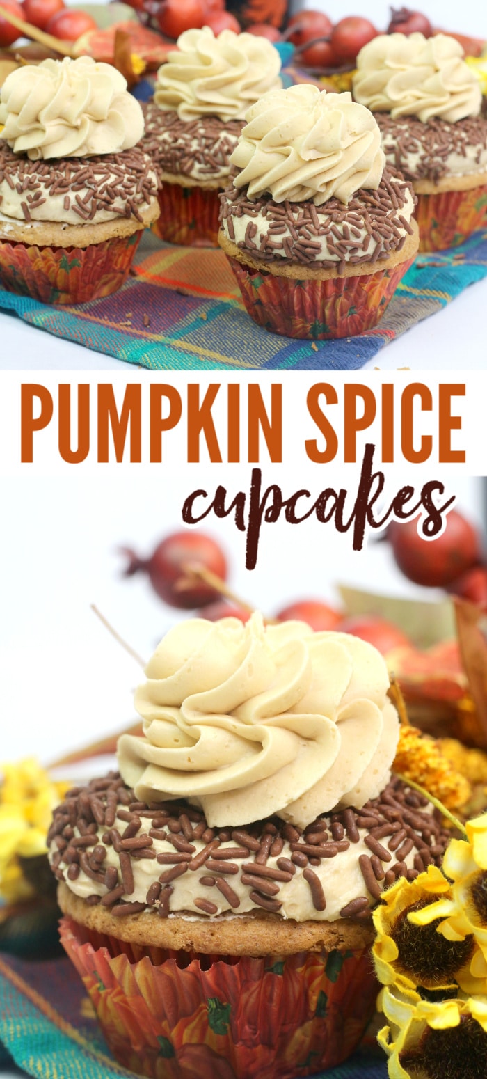 Made from scratch, these pumpkin spice cupcakes are everything great about Fall. Topped with a buttercream frosting made with Bailey's pumpkin spice liqueur, they're pure bliss! #cupcakes #pumpkinspice #FallFood via @wondermomwannab