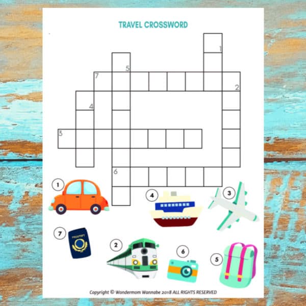 travel crossword puzzle for kids