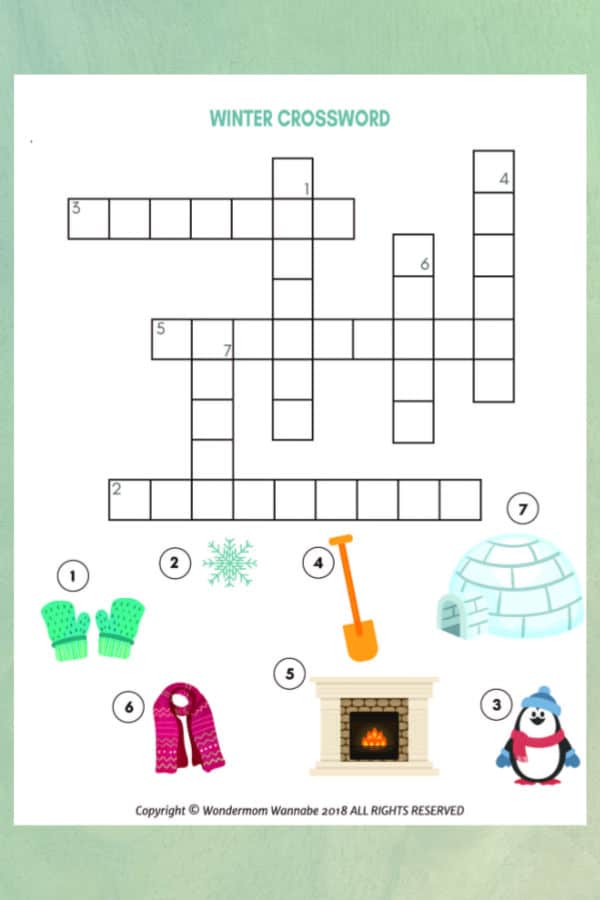 Winter Crossword Puzzle Printable Printable World Holiday