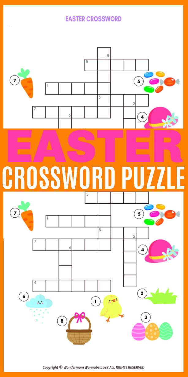This printable Easter crossword puzzle for kids is the perfect children's activity for home or school during this fun spring holiday. #printables #crosswordpuzzle #easter via @wondermomwannab