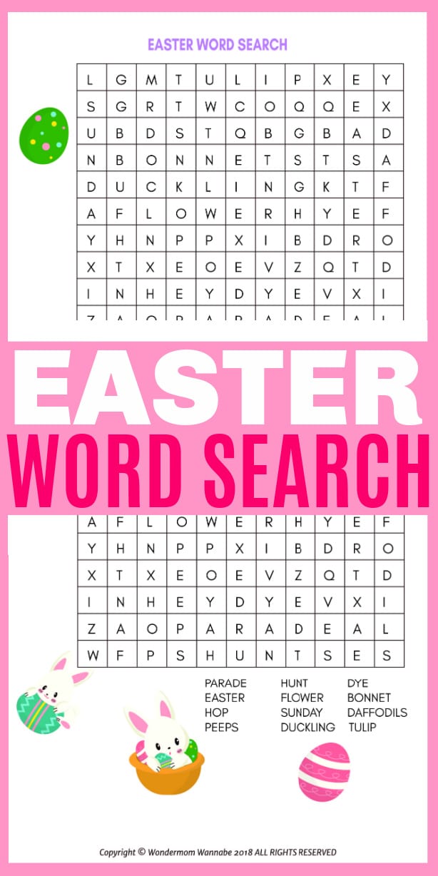 This printable Easter Word Search for Kids is a wonderful activity for kids. Full of Easter-themed words, it is educational and fun. #printables #wordsearch #Easter via @wondermomwannab
