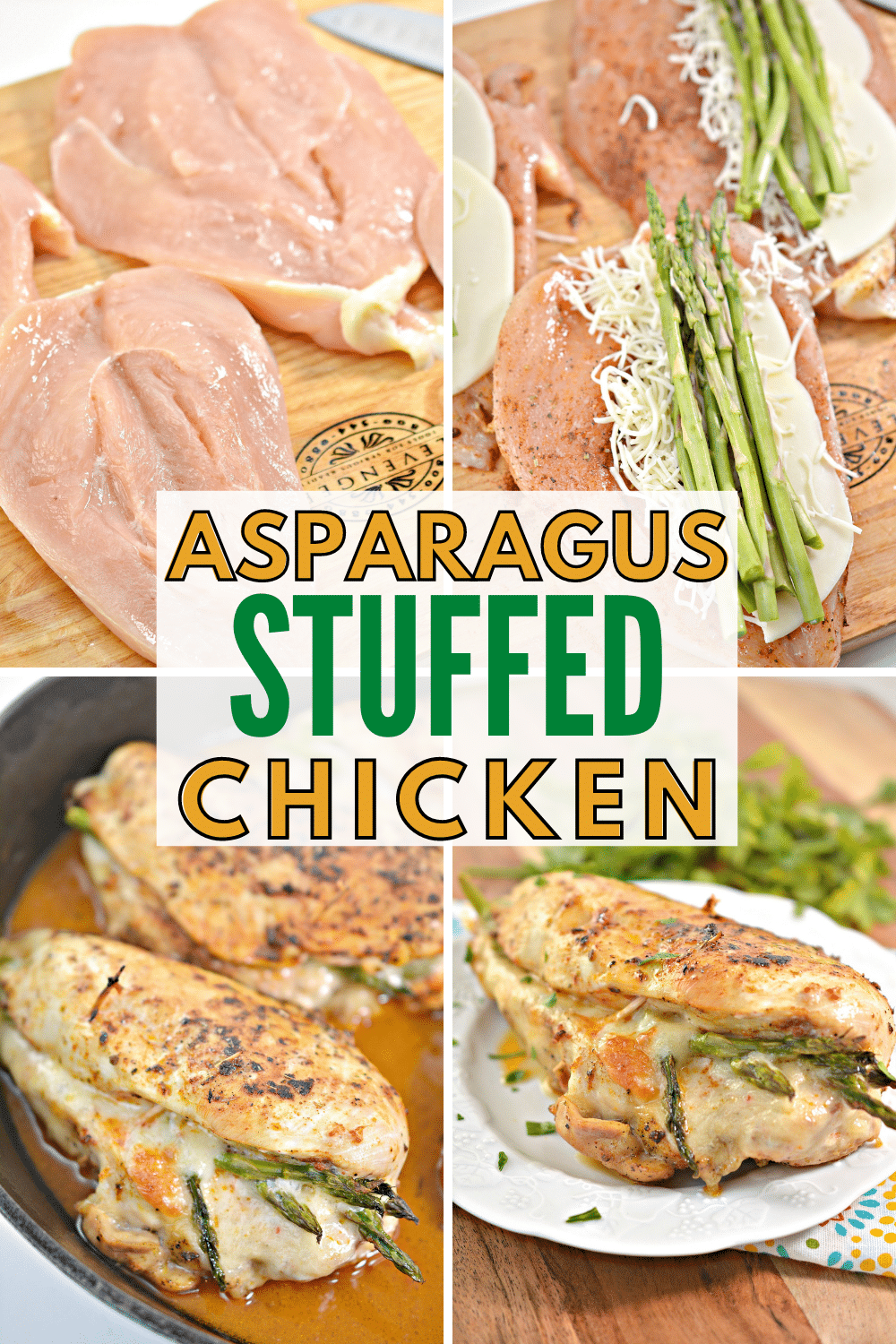 Asparagus Stuffed Chicken is an elegant and low carb dinner recipe that is perfect for guests. The flavors of asparagus, seasonings and chicken is divine. #asparagus #chicken #lowcarb via @wondermomwannab