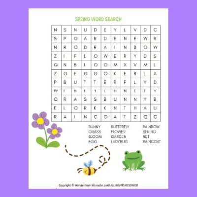 Spring word search for kids