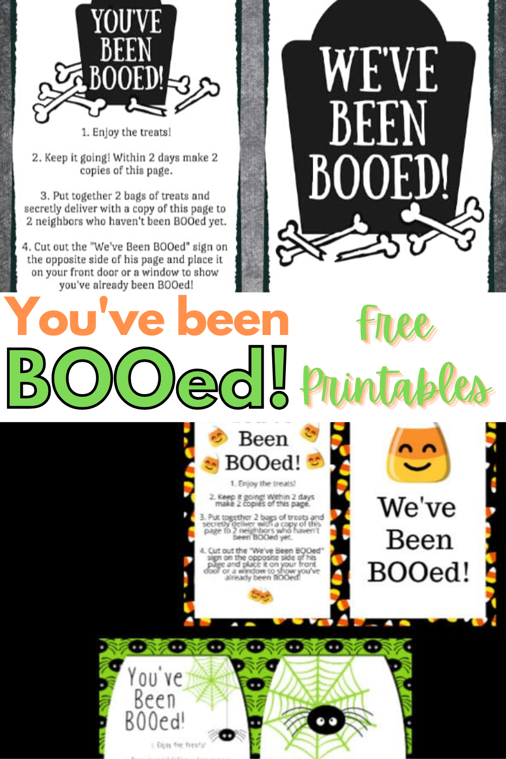Three different You've Been BOOed printables to make Halloween extra special this year. A fun way to spread Halloween cheer around your area. #halloween #printables #youvebeenbooed via @wondermomwannab