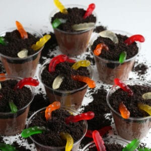 dirt pudding cups with gummy worms
