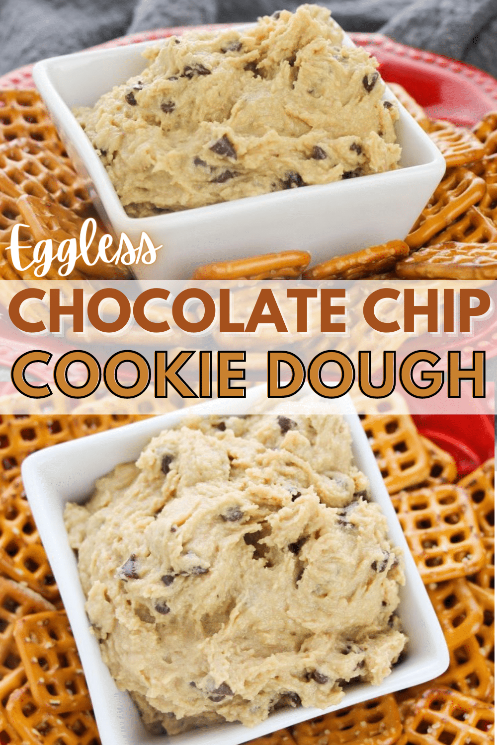 Eggless chocolate chip cookie dough is easy to make and is a delicious edible cookie dough recipe you will love. It also works great as a sweet dip! #cookiedough #easydessert #chocolatechips via @wondermomwannab