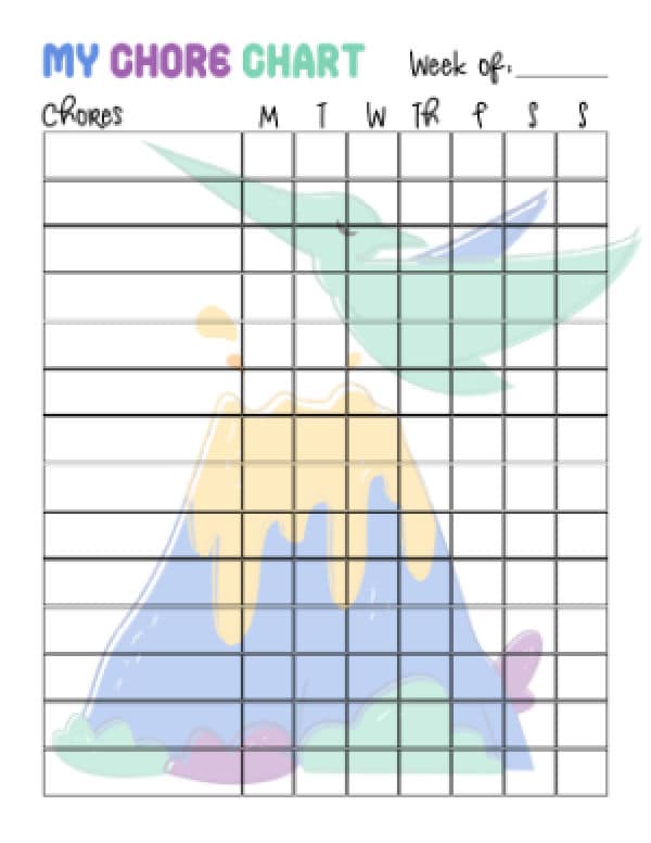 Printable for Kids Dinosaur Chore Chart Downloadable Chore Chart Chore Chart for Kids Printable Chore Chart Blank Chore Chart