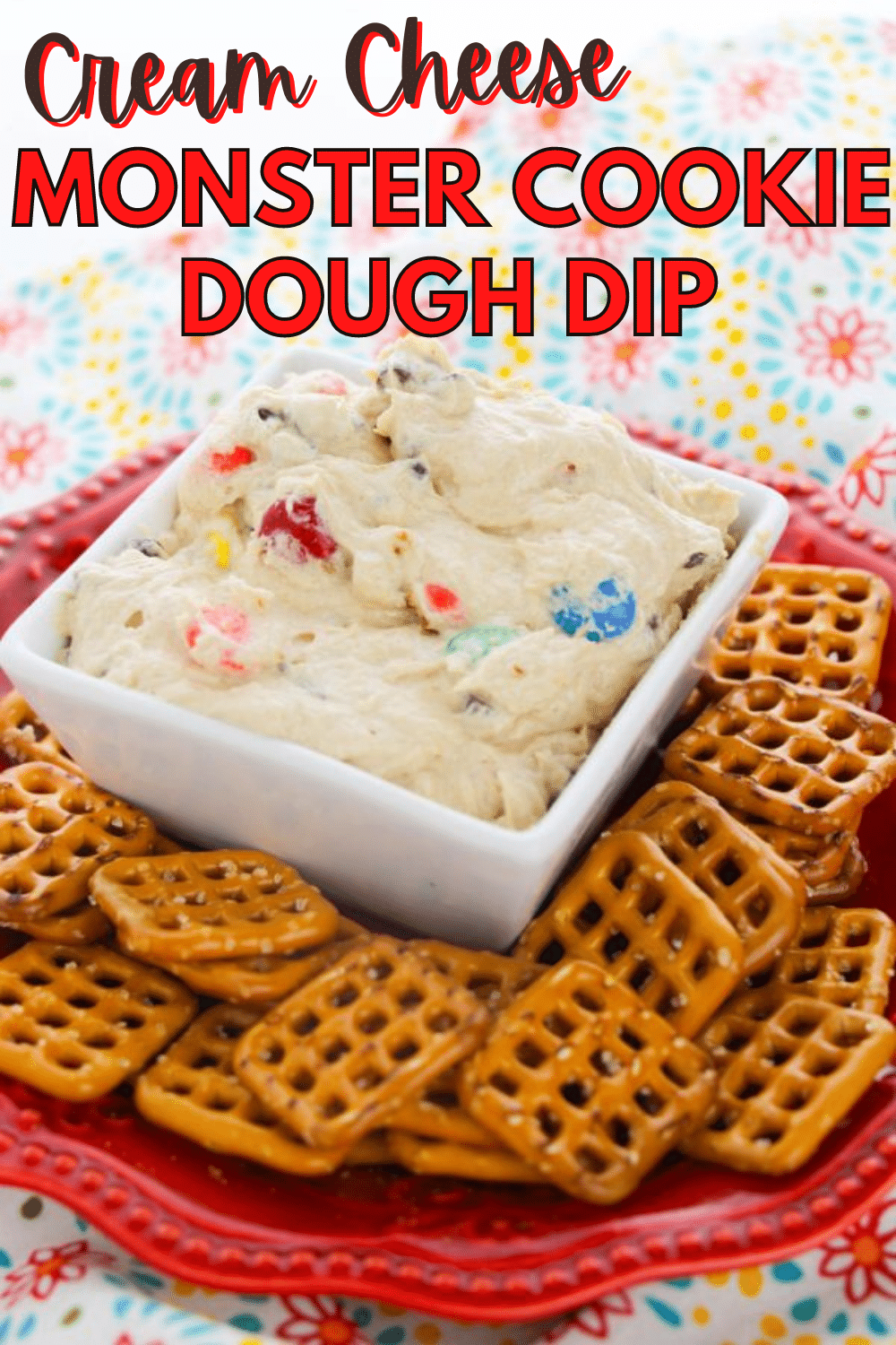 Indulge in the rich and creamy delight of our cream cheese monster cookie dough dip.