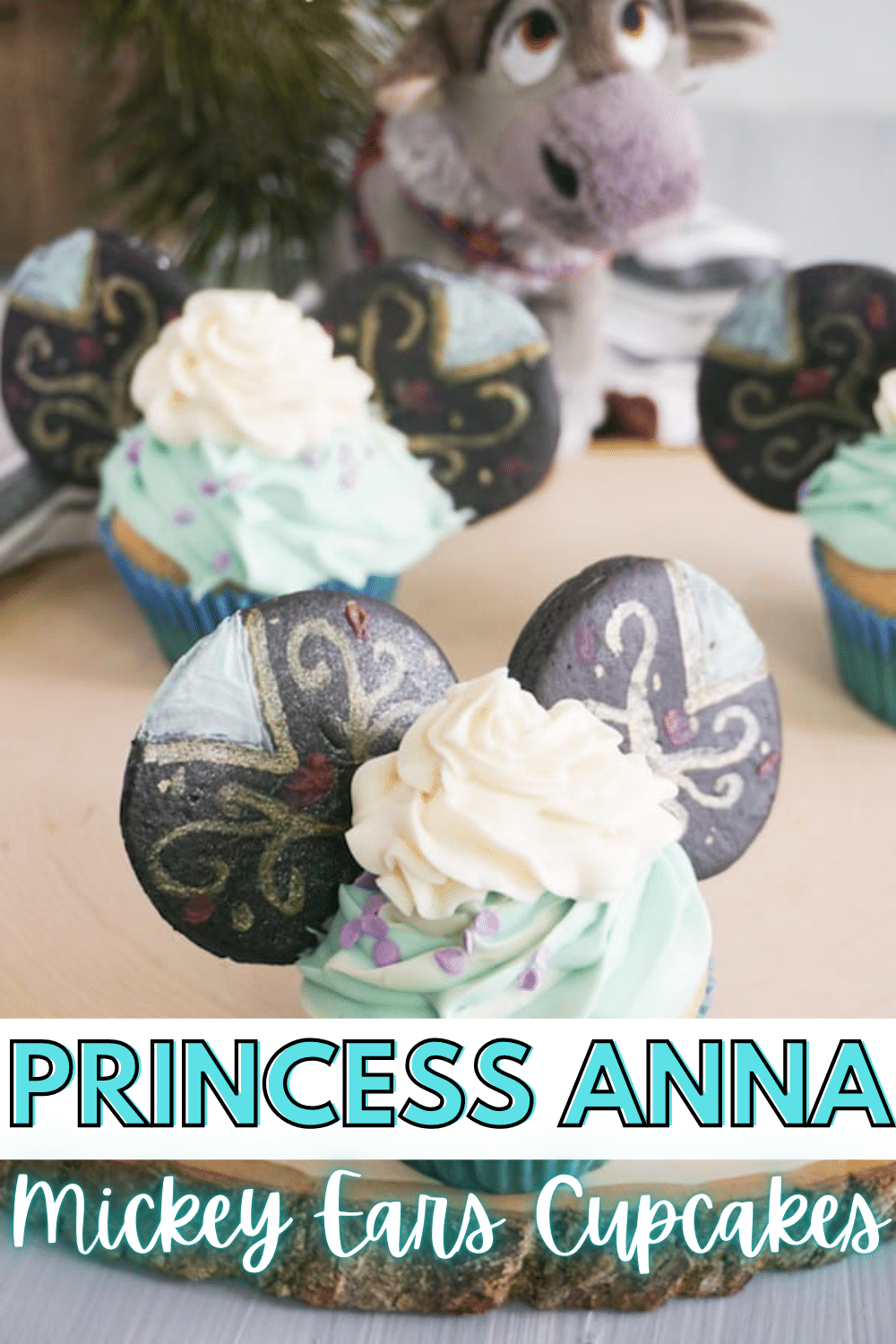 These easy Princess Anna Mickey Ears Cupcakes are super fun and look amazing. But I have a secret: they're really super easy and come together quick! #disneyprincesscupcakes #disneyprincessparty #disneyparty #frozenparty #frozen #frozencupcakes via @wondermomwannab