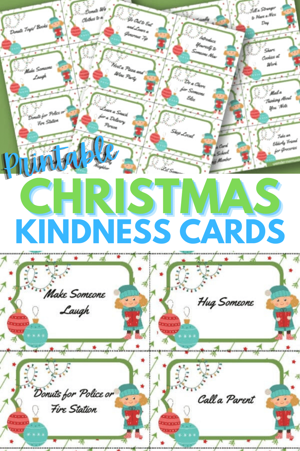 This set of printable Christmas kindness cards has four pages of acts of kindness that are perfect for your family to do this holiday season. #printables #randomactsofkindness #Christmas via @wondermomwannab