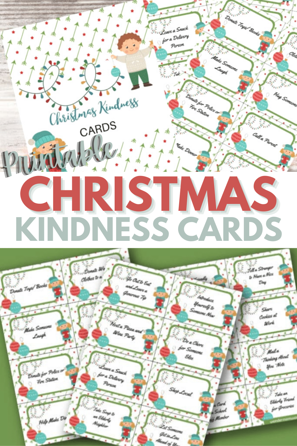 This set of printable Christmas kindness cards has four pages of acts of kindness that are perfect for your family to do this holiday season. #printables #randomactsofkindness #Christmas via @wondermomwannab