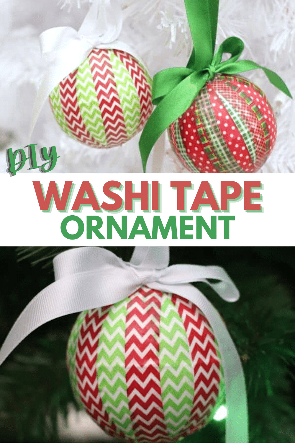 These DIY Washi Tape Ornaments are so colorful and easy to customize simply by choosing different tape. Now there's no reason to resist that washi tape clearance bin when you're at the craft store! #ornaments #christmas #diy #washitape via @wondermomwannab