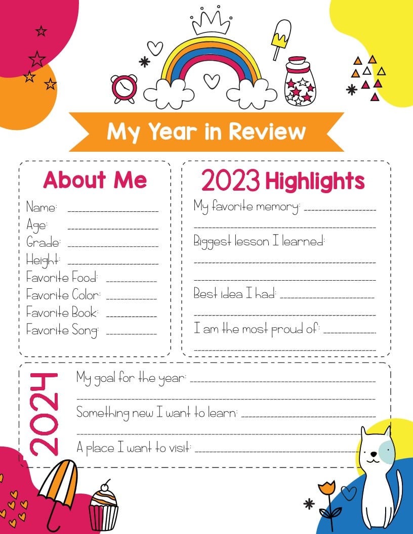 My year in review 2021 for kids.