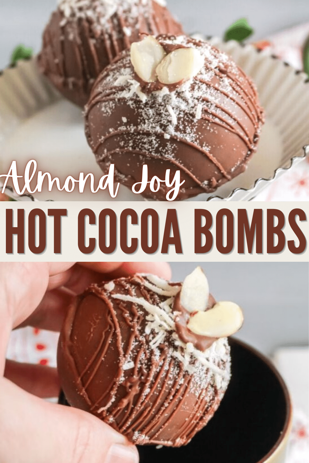 These Almond Joy Hot Cocoa Bombs will make you leave those candy bars at the store and make this instead. Taste just the same! #almondjoy #hotcocoabombs #hotcocoa #recipe via @wondermomwannab