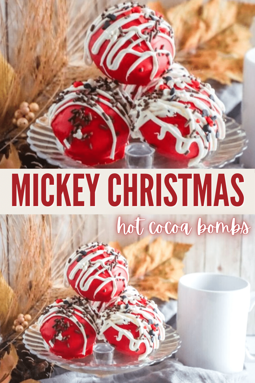 Mickey Christmas Hot Cocoa Bombs are going to melt in your hot chocolate mug and create a wonderful and tasty treat! #hotcocoabombs #hotcocoa #Mickeymouse #christmas via @wondermomwannab