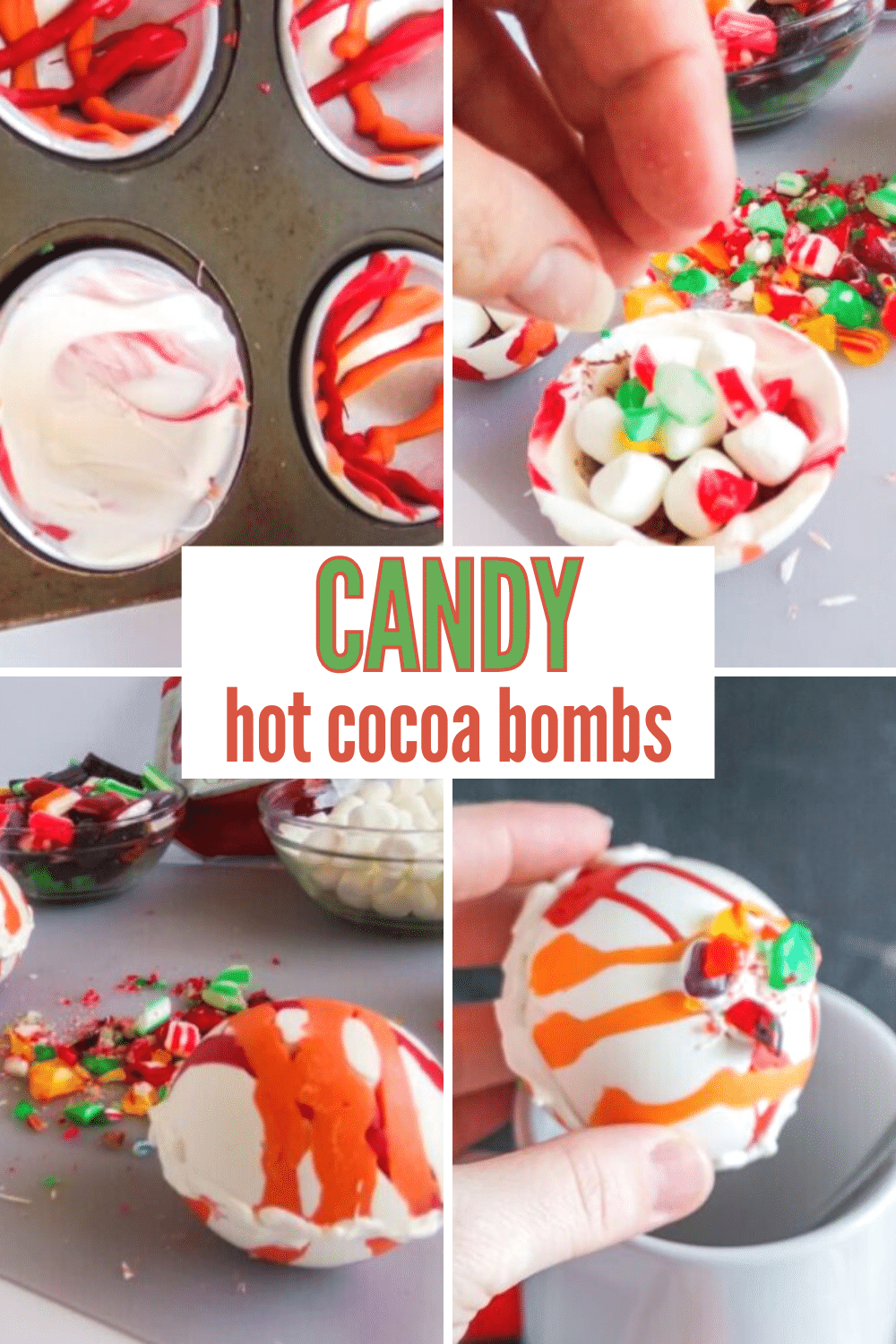 These Old Fashioned Candy Hot Cocoa Bombs are legit amazing and delicious! They're so simple to make as well! #hotcocoabombs #hotcocoa #oldfashionedcandy #christmas via @wondermomwannab