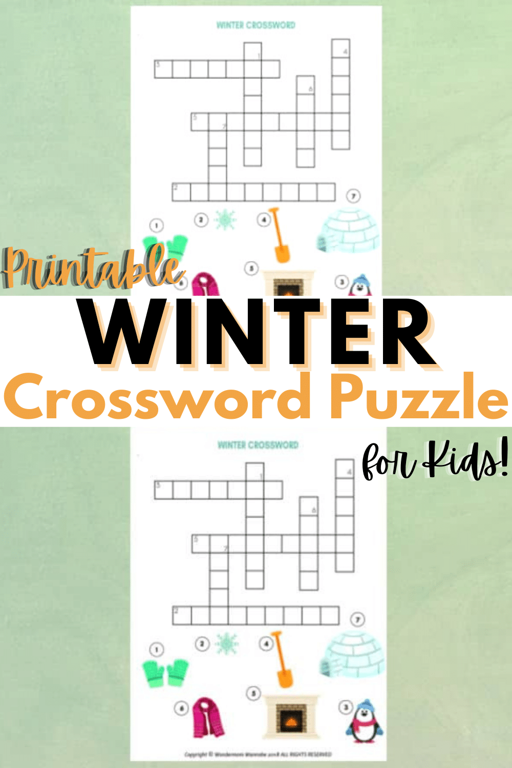 This printable winter crossword puzzle for kids is a great children's activity to complete on those cold winter days when staying indoors is required. #crosswordpuzzle #printables #winter via @wondermomwannab