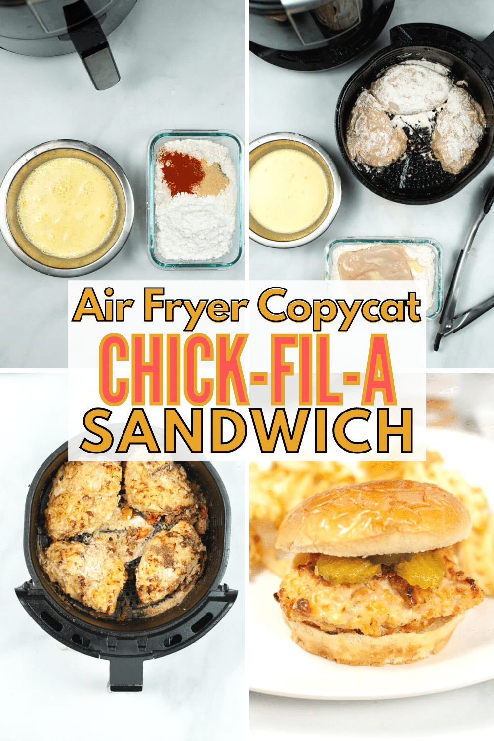 If you like Chick-fil-A Chicken Sandwiches, you're going to love this healthier homemade version made in your Air Fryer! #copycatrecipe #chickfila #chickensandwich via @wondermomwannab