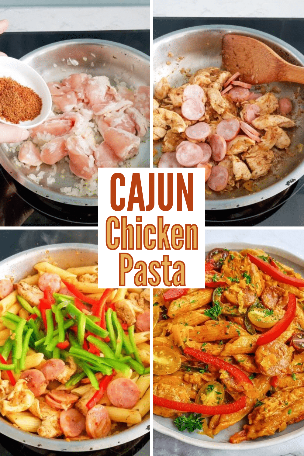 This Cajun Chicken Pasta Recipe is a flavorful, one-pan meal you can whip up in under half an hour. Perfect for busy weeknights! #cajun #chicken #pasta #onepotmeal via @wondermomwannab