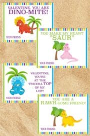 Dinosaur Valentine Puns (Free Printable Cards!)
