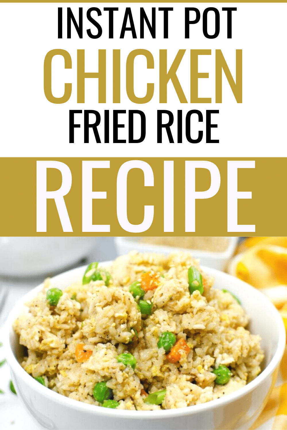 This instant pot chicken fried rice is a quick and easy all-in-one meal for lunch or dinner. Ready in no time, it tastes as good as takeout chicken fried rice! #instantpot #pressurecooker #chickenfriedrice #asianfood via @wondermomwannab