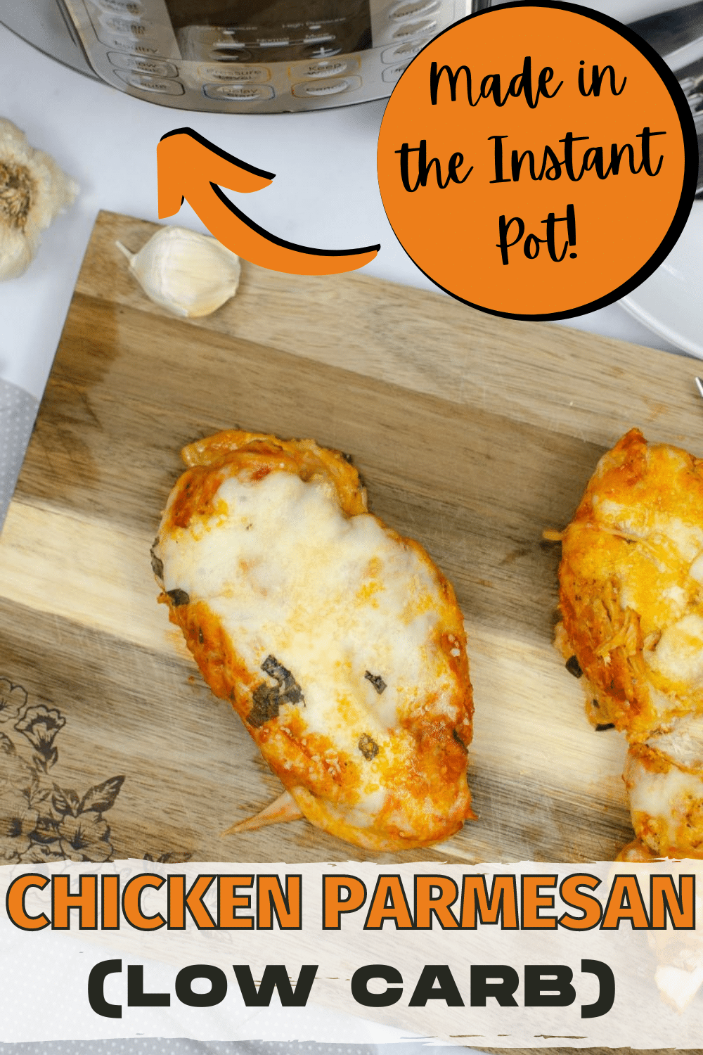 This instant pot low carb Instant Pot Chicken Parmesan with marinara sauce is perfect for indulging while yet eating healthy! #instantpot #chickenparmesan #lowcarb #italianrecipe #chickenrecipe via @wondermomwannab