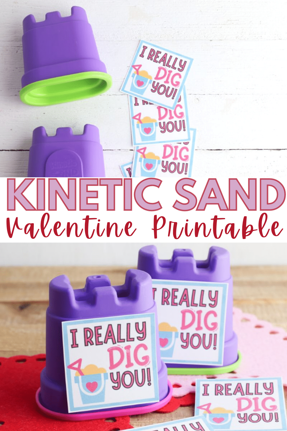 The kids are going to love this Kinetic Sand Valentine printable! This fun Valentine's Day printable makes a fun and unique gift! #valentinesday #valentine #kineticsand #freeprintable #forkids via @wondermomwannab