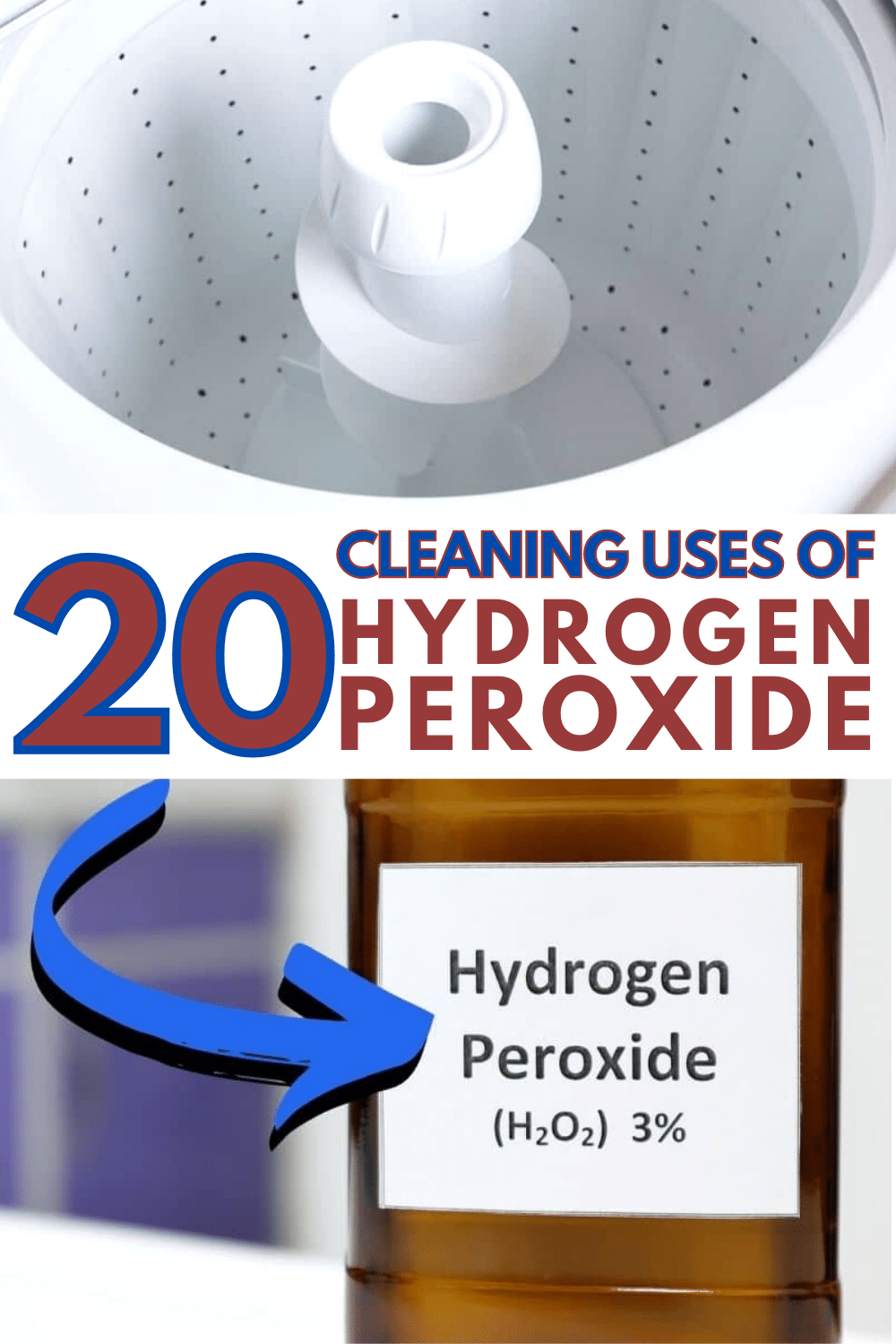 20 different ways to use hydrogen peroxide to clean and disinfect your home so you can save money on cleaning supplies. #hydrogenperoxide #naturalcleaners via @wondermomwannab