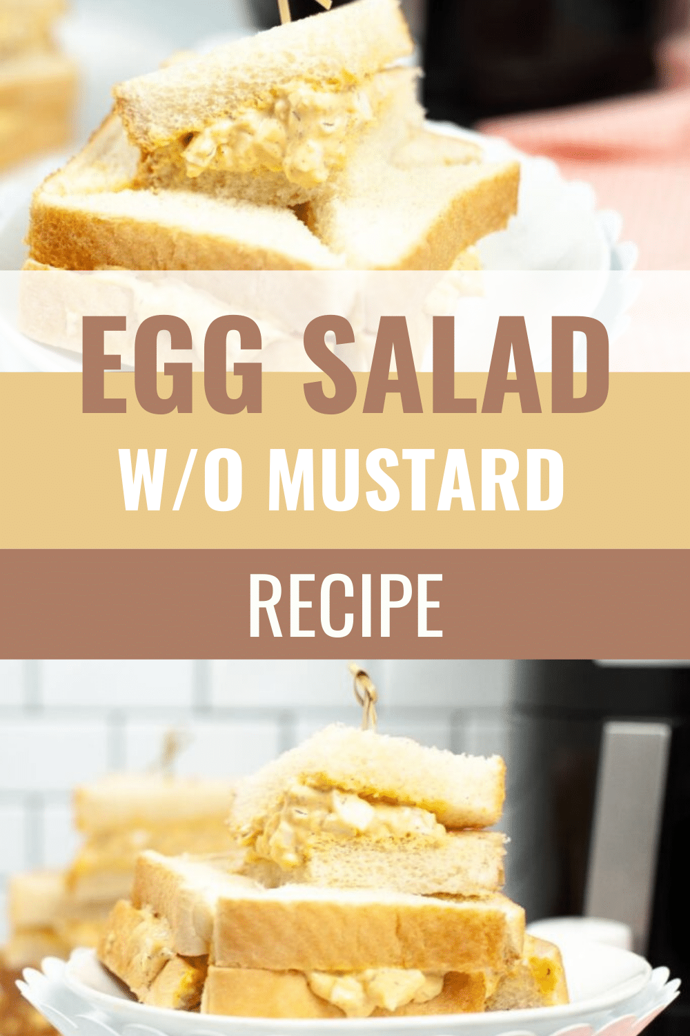 Sandwiches filled with Egg Salad Without Mustard come together quickly with Air Fryer Hard Boiled Eggs. Lots of flavor but not too spicy! #airfryer #eggsalad #lunchrecipe #hardboiledeggs via @wondermomwannab