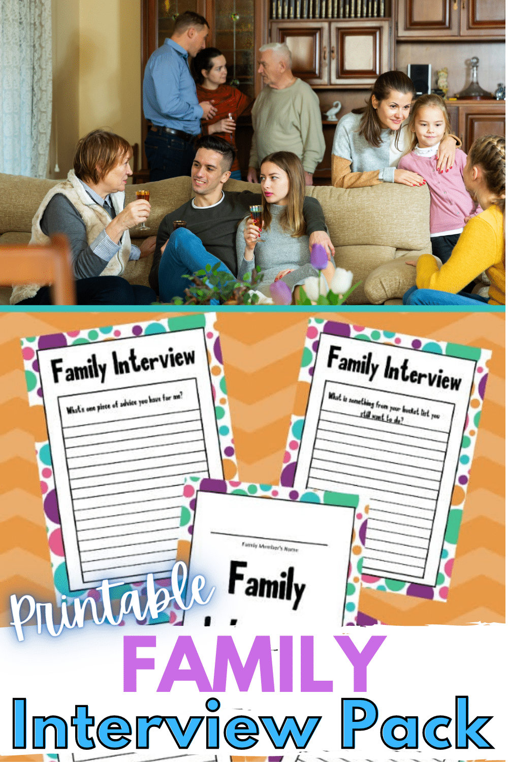 This 14-page printable family interview pack is the perfect way for kids to get to know their older relatives better and hear family stories. #printables #familyinterview #freeprintables via @wondermomwannab