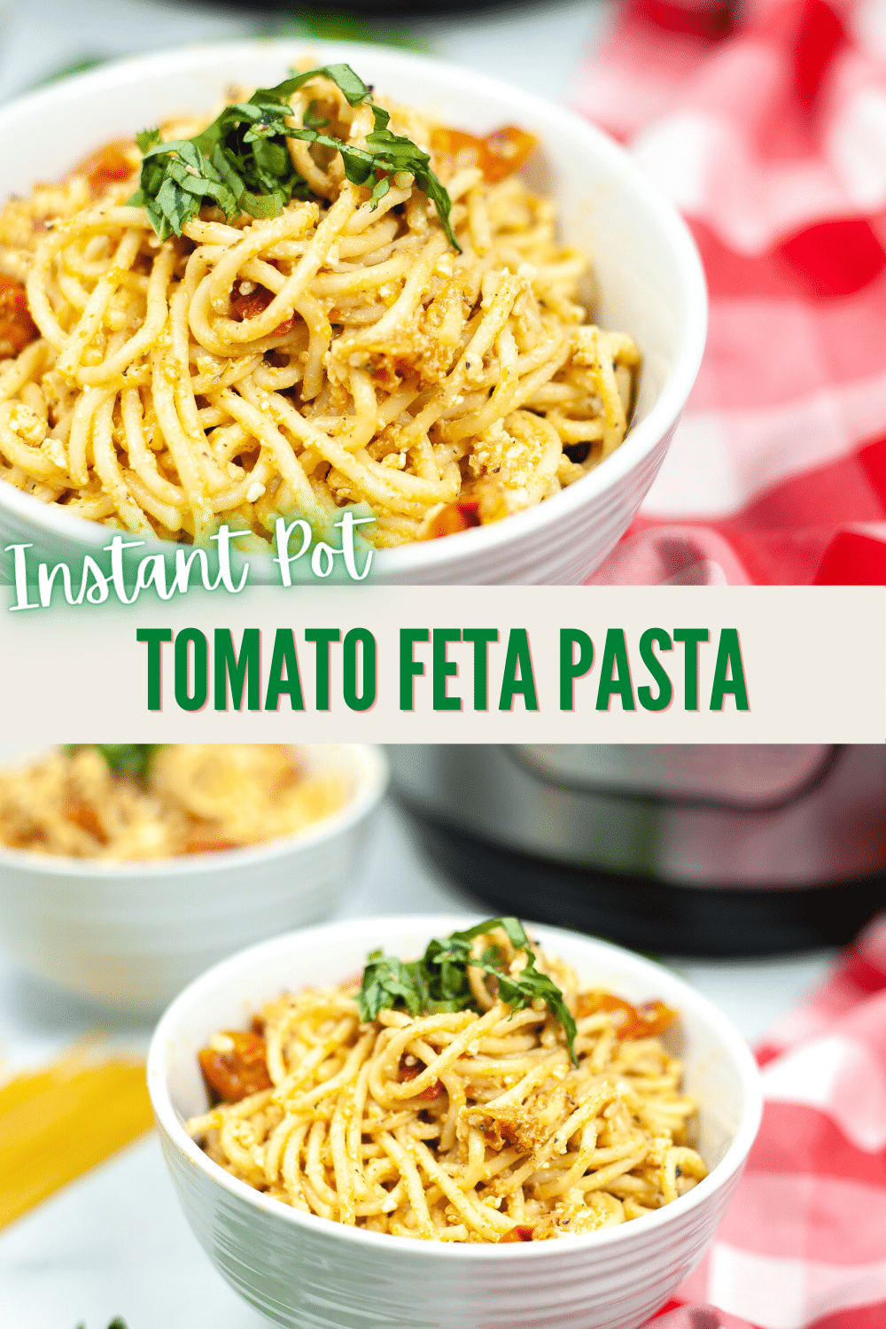 This Instant Pot Tomato Feta Pasta is one of my favorite pasta recipes to cook in the Instant Pot. With a cook time of 30 minutes, it's fast! #instantpot #pressurecooker #pasta #tomatofetapasta via @wondermomwannab