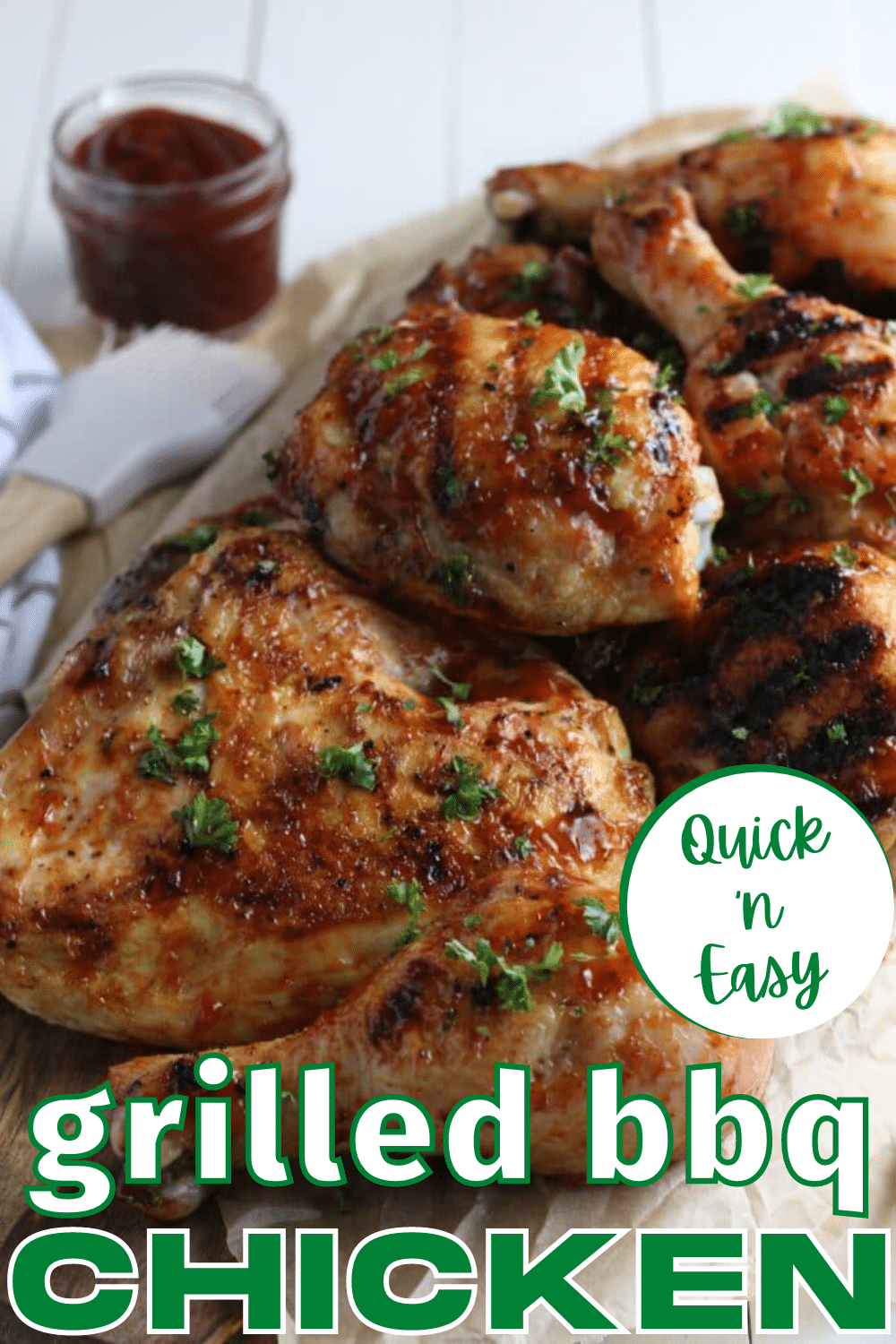 This Easy Grilled BBQ Chicken is the perfect recipe for gearing up for warmer weather. Made with just 4 simple ingredients! #chickenrecipe #grilledchicken #BBQchicken #summer via @wondermomwannab