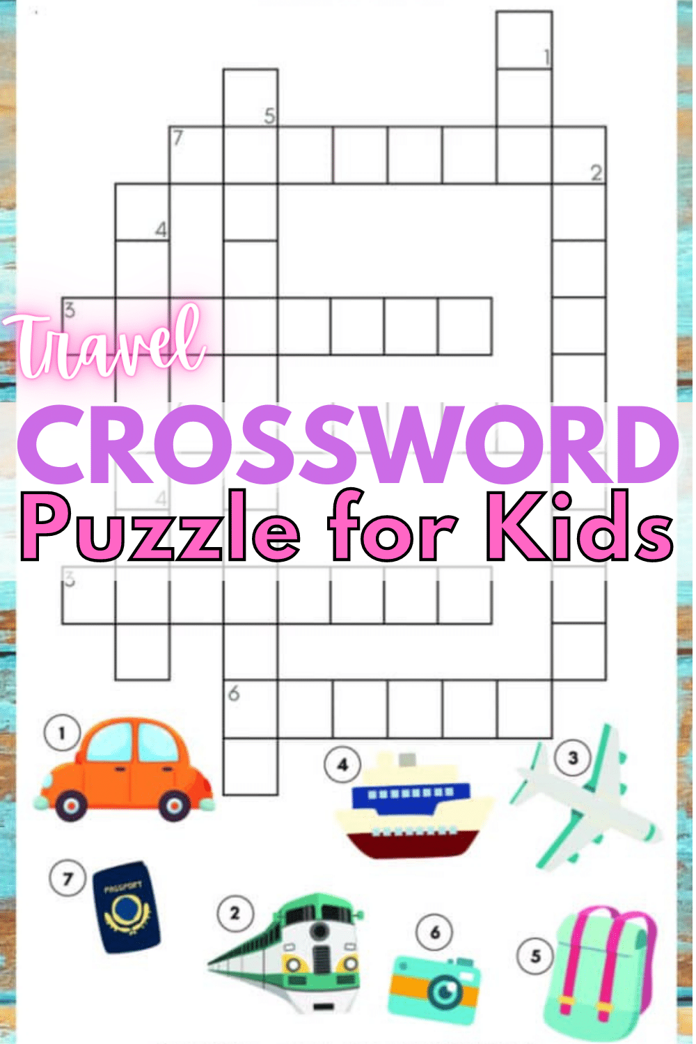 A fun printable travel crossword puzzle for kids is the perfect children's activity to complete on a family road trip or before a big vacation. #crosswordpuzzle #printables #familytravel via @wondermomwannab
