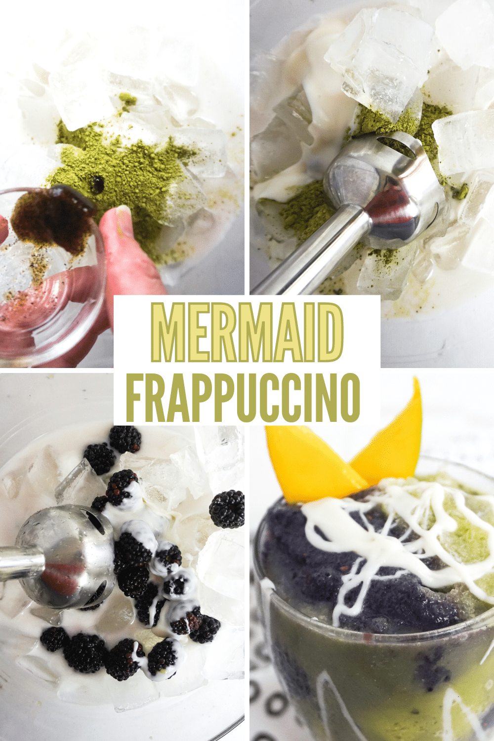 Add this mermaid frappuccino to your collection of mythical drink recipes! Super cute drink idea for birthday parties or weekend fun! #mermaidfrappuccino #mermaid #frappuccino #recipe via @wondermomwannab