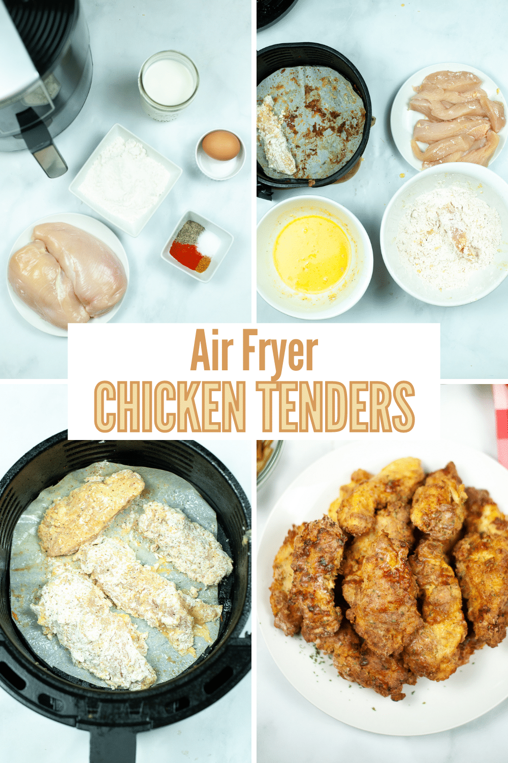 Air Fryer chicken tenders are crispy on the outside and juicy on the inside. You'll never want to eat fried chicken again! #airfryer #chickentenders #chicken #recipe via @wondermomwannab