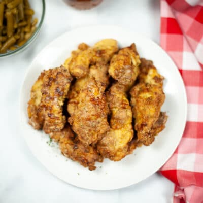air fryer chicken tenders on a white plate