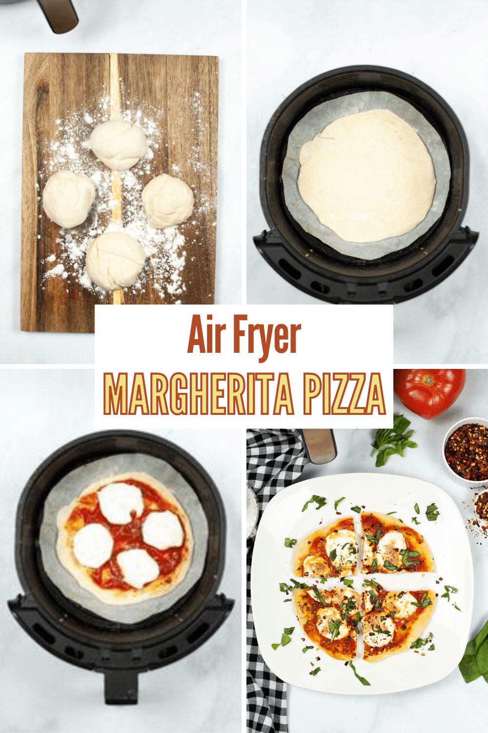 Air Fryer Margherita Pizza is the best way to have pizza without all the hassle! This air-fried pizza is going to be a family favorite. #airfryer #margheritapizza #pizza #recipe via @wondermomwannab