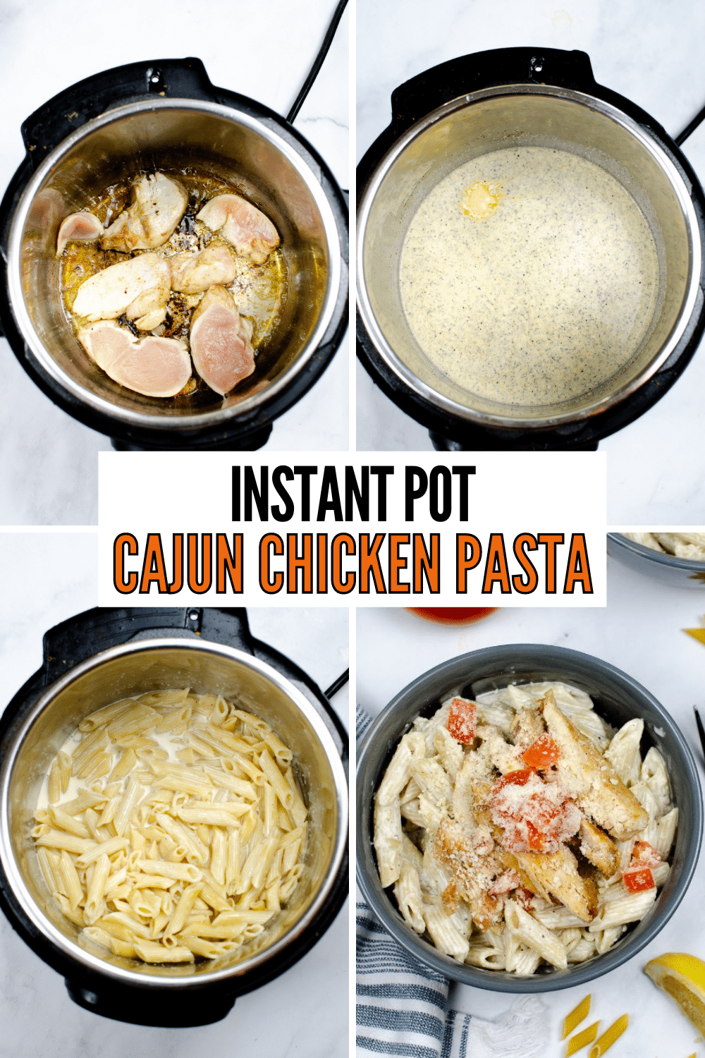 Instant Pot Cajun Chicken Pasta is a creamy and spicy pasta dish that's an easy weeknight dinner. It's family friendly & ready in 40 minutes! #instantpot #pressurecooker #cajun #chicken #pasta via @wondermomwannab
