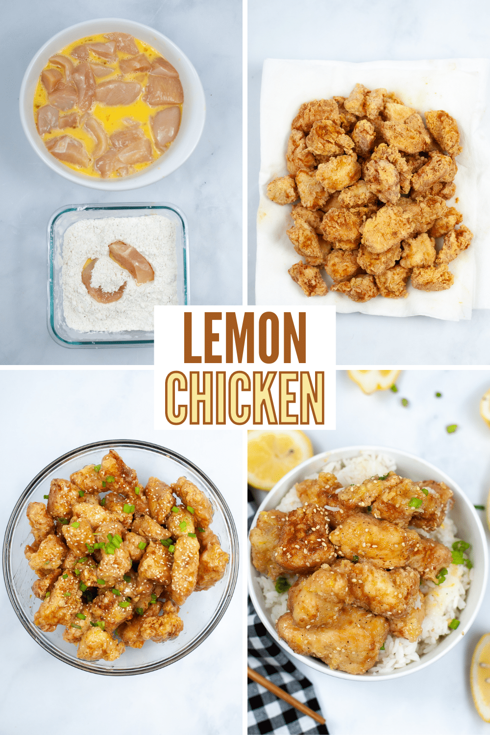 Lemon Chicken is so easy to make. This simple dish is coated in sweet and tangy citrus sauce, and can be on the table in 45 minutes. #lemonchicken #chinesefood #chicken #recipe via @wondermomwannab